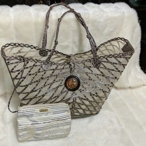 Giorgio Armani Croc Embossed Mesh Tote